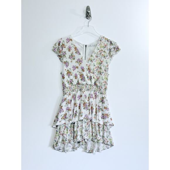 Alice + Olivia Mariska Floral Ruffle Romper In White Size 8 - Picture 1 of 13